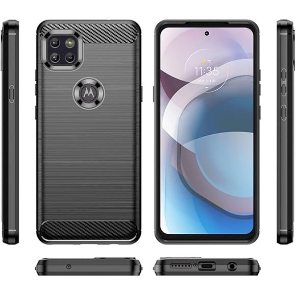 wonima11 Case for Moto One 5G Ace Case, Motorola G 5G 2020 XT2113-3 XT2113-2 Case, Slim Thin Carbon Fiber TPU Rubber Protective Cases Anti-Scratch Shockproof Cover for Motorola One 5G Ace Black