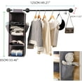 thumbnail image 5 of Industrial Pipe Clothing Rack with Hanging Shelves, Wall Mounted Garment Rack with Hooks, Heavy Duty Clothes Rods with Open Closet Organizer and Side Pockets,Multi-Purpose Clothing Hanging Rail, 5 of 15