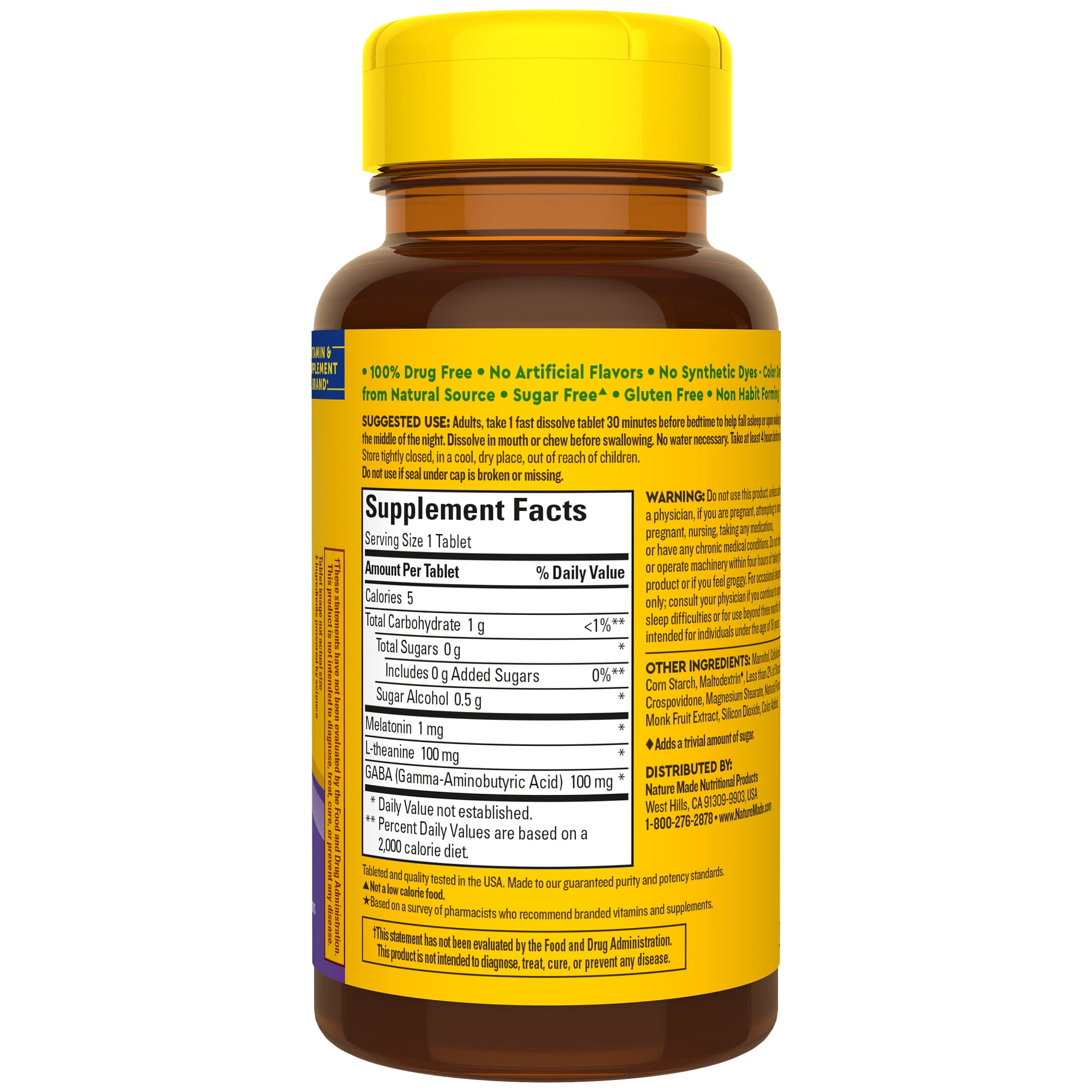 Nature Made Wellblends Back to Sleep Tablets, Melatonin 1 mg, L theanine, GABA, 40 Count