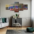 thumbnail image 4 of TISHIRON 5PCS Framed Canvas Wall Art Set,50"x24" Rainbow Bridge at Night Canvas Art Decor, 4 of 7