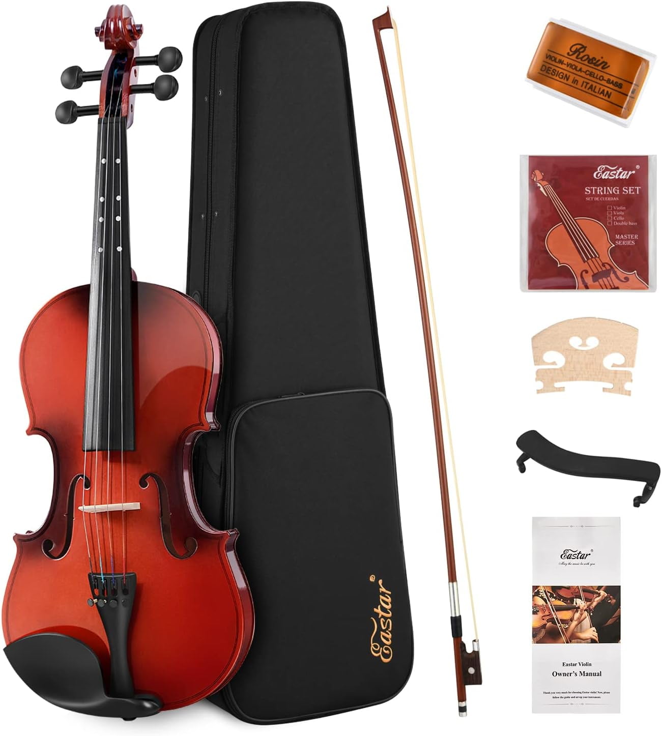 Eastar 4/4 Violin Set, Solidwood Full Size Fiddle, Spruce Top