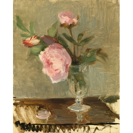 Peonies by Berthe Morisot - 12" x 18" Art Print Wall Decor