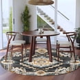 thumbnail image 3 of Round Rugs 5Ft, Grey Orange Boho Round Area Rug Washable Indoor Throw Carpet, Southwestern Ethnic Retro Geometric Soft Non Slip Circle Rug for Cabinet Bathroom Home Decor Aesthetic, 3 of 8