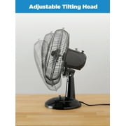 Mainstays 12-Inch Table Fan with Adjustable 3-Speed Settings and Oscillation, Black, FT30-8MBB