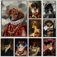 thumbnail image 2 of Pintura en lienzo de cuerpo humano y Animal Vintage, Impresión de póster de retrato de perro y gato nórdico, imagen artística de pared adecuada para la decoración del hogar de la habitación, 2 of 4