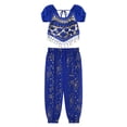 thumbnail image 3 of Alvivi Kids Girls Belly Dance Outfits Sequin Tassels Crop Top with Bloomers Pants Fancy Dress Up Blue 2Pcs/Set 3-6, 3 of 7
