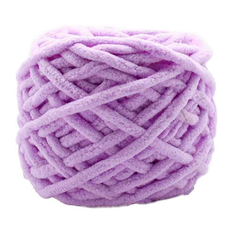 Grofry 1 Roll 32M Yarn Soft Wide Usage Polyester Hand Woven DIY Craft Crochet Yarn for Patchwork, Purple