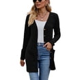 thumbnail image 1 of Diconna Women Fashion V-Neck Cardigan Solid Color Rib Long Sleeve Sweater Button-Down Fall Casual Soft Knit Coat, 1 of 7