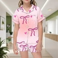 thumbnail image 4 of Pyjamas en Satin Imprimé Manches Courtes Ensemble de Pyjamas Boutonnés Tenues de Nuit Pyjamas pour Enfants Garçons Filles Mode, 4 of 5