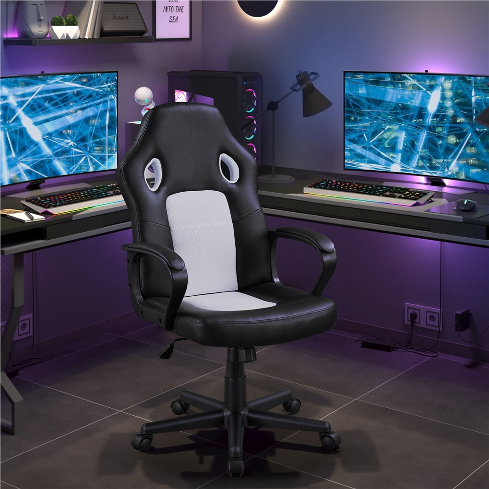 SmileMart Adjustable Ergonomic Swivel Gaming Chair with Footrest