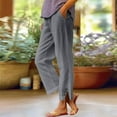 thumbnail image 2 of RPVATI Womens Lightweight Pants with Pockets High Waist Comfy White Gauze Pants Casua Lightweight Loose Trousers Gray XL, 2 of 7