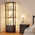 thumbnail image 5 of BROTTAR Display Shelf with 3 Color Lights, Curio Cabinet for Collectibles with Drawer, Display Case with Human Body Sensor, Black, 5 of 7