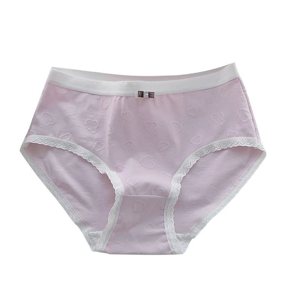 FFENYAN Teen Girls 3-14Yrs 100% Cotton Briefs with Lace Trim and Cloud Jacquard Seamless Mid-Rise Antibacterial Breathable Underwear for School Daily Wear