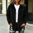 thumbnail image 3 of Iyufng Womens Hooded Corduroy Jackets Button Down Long Sleeve Casual Coat with Chest Pockets and Drawstring Hood, 3 of 9