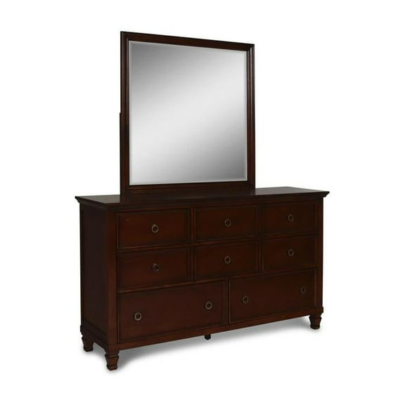 New Classic Furniture Tamarack Wood 8-Drawer Dresser with Mirror in Brown Cherry