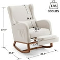 thumbnail image 2 of Rocking Chair Nursery Glider Chair with Foot Rest, Nursery Rocking Chairs with Rubber Wood Legs Side Pocket, Nursing Chair, Accent Rocker Arm Chair for Baby Bedroom, Living Room, 2 of 6