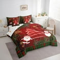 thumbnail image 3 of Manfei Mystic Christmas Tree Bedding Comforter Set 7pcs, Kawaii Santa Claus Snowman King Bedding Sets, Red Green Vintage Plaid Reversible Bed Sheets, Lightweight Room Decor, 3 of 7