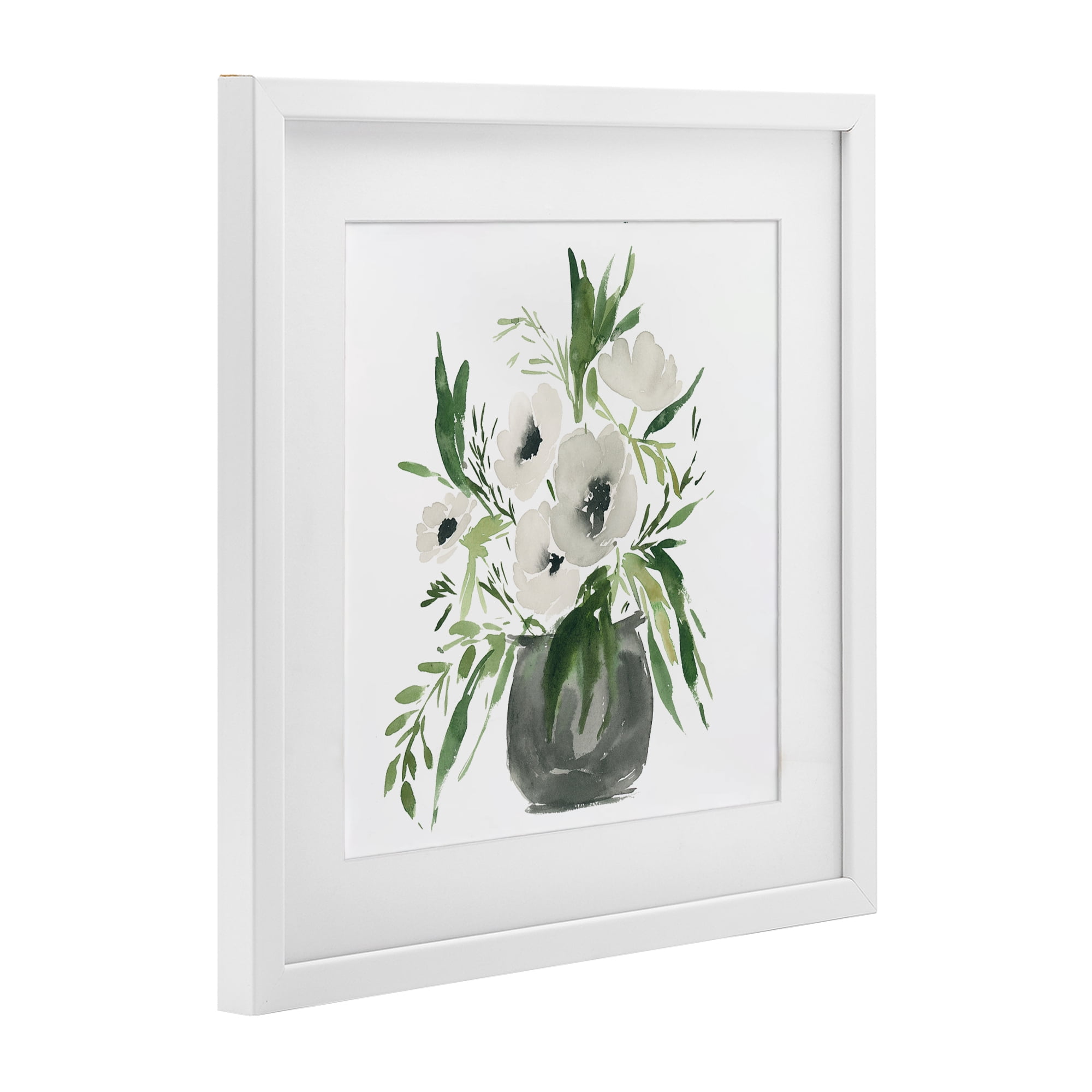 Stupell Industries Rounded White Anemones White Framed Print Under Glass, design by Lucille Price