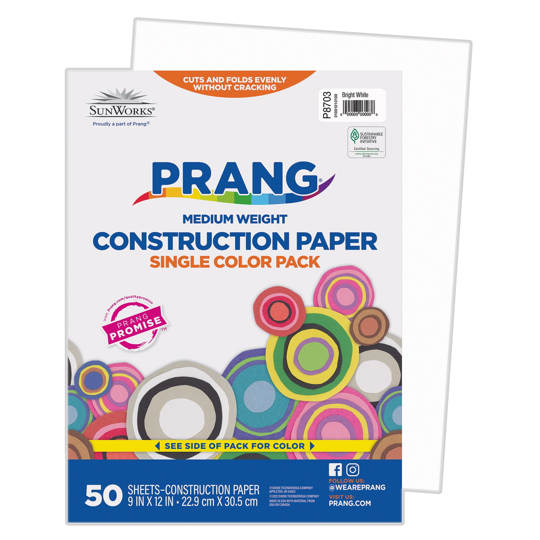 Prang Construction Paper, Medium Weight, Bright White, 9" x 12", 50 Sheets Per Pack, 10 Packs