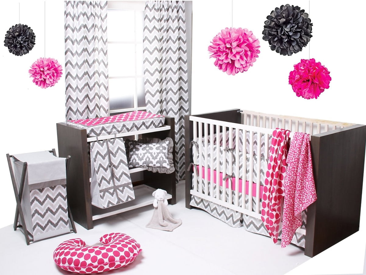Ikat Chevron Muslin White Grey Crib Bedding Collection Com
