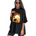 thumbnail image 3 of Plus Size Shirt for Women Black Tops for Women Short Sleeves Shirt for Women Silhouette Paper Sculpture Elephant T Shirt Crewneck Shirt for Women XL, 3 of 5