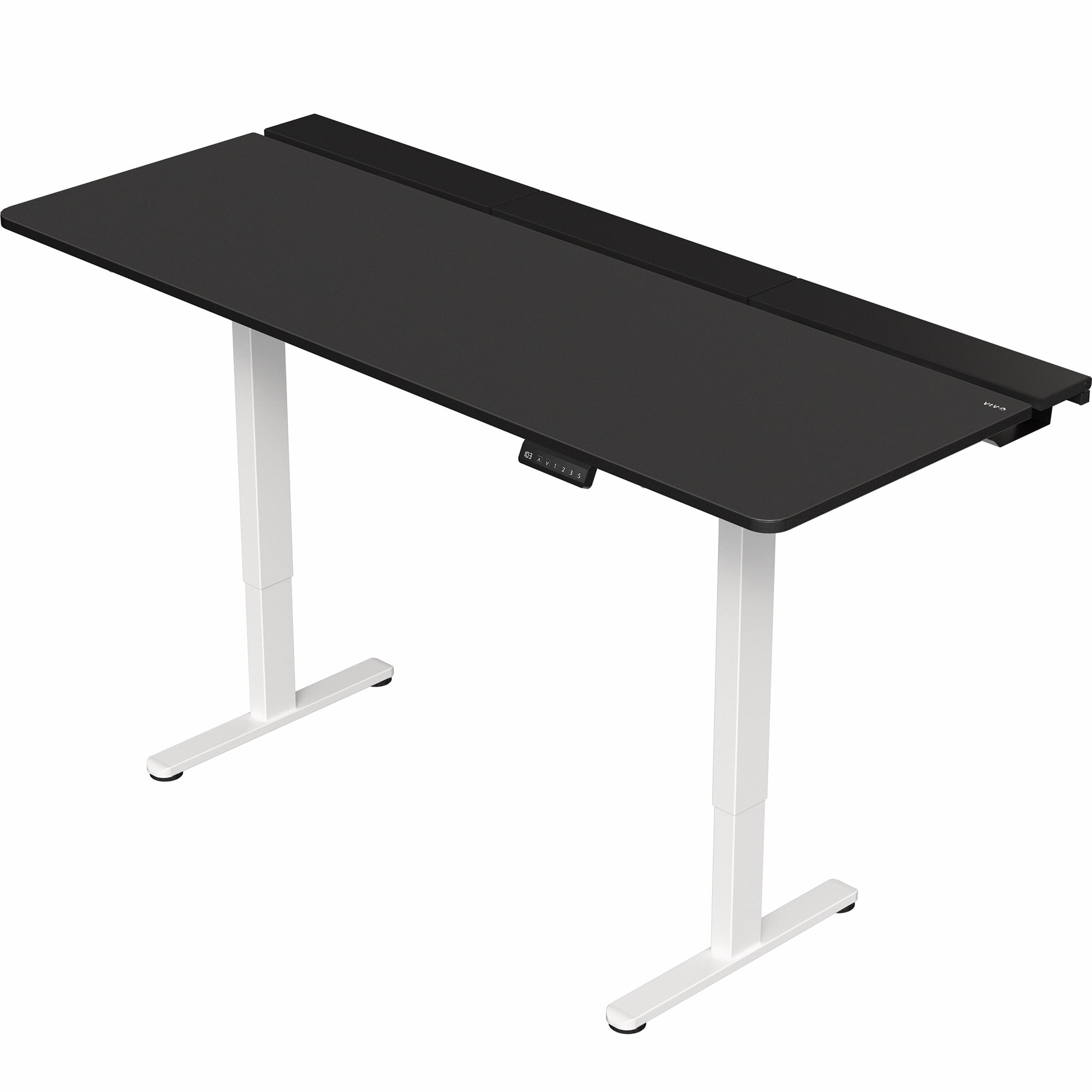 VIVO Electric 71" x 30" Desk, Full Pad, Black Hidden Cable Tabletop, White Frame