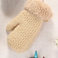thumbnail image 3 of Winter Soft Hanging Neck Baby Boys Girls Thick Warm Knitted Mittens Cute Cartoon Kids Gloves LIGHT GRAY, 3 of 8