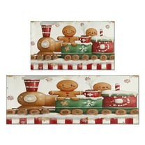 2 Pcs Merry Christmas Kitchen Rugs and Mats Set of 2 Pine Christmas Tree Kitchen Floor Mat Anti Fatigue Kitchen Rugs and Matsfor Bathroom Room (47x17 30x17 inches)