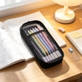 thumbnail image 4 of Double Layer Mesh Pencil Case Large Capacity Nylon Pen Bag Clear Stationery Storage Pouch For schooll Desk, 4 of 6