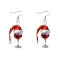 thumbnail image 3 of Pendientes de Navidad,Pendientes navideños de cristal rojo Joyas elegantes,Joyas creativas de moda para Halloween como regalo para mujer,Pendientes colgantes con gorro de Papá Noel,dijes, 3 of 10