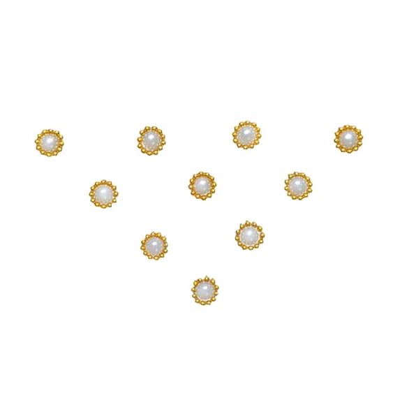 Comet Busters Pearl Bindi With Golden Border (4 Mm) (Bin375)