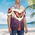 thumbnail image 3 of Fotbe Butterfly Over Lavender Camisa Hawaiana para Hombre Unisex – Camisa Casual de Verano con Botones de Manga Corta de Algodón y Lino,Large, 3 of 7