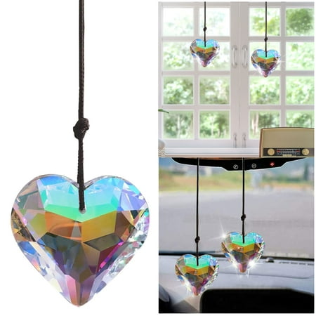 

2PC Home Decor Crystal Peach Heart Pendant Hanging Decoration Rainbow Room Decor Wall Bedroom Bathroom Kitchen Living Room