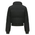 thumbnail image 5 of Women's Short Thicken Jacket Zip Up Solid Warm Coat for Autumn Winter Lightweight High Collar Padded Coat for Daily Wear Work, 5 of 7