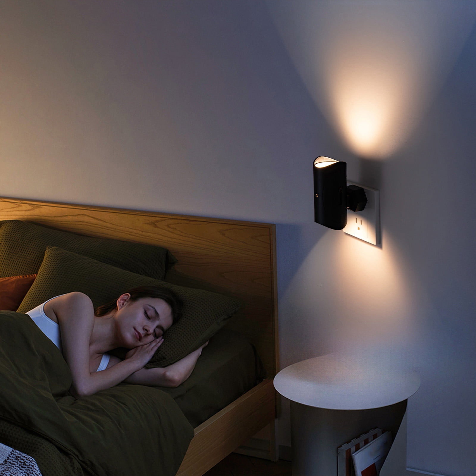YiJuHui 4pcs Adjustable Brightness Night Light Plug in with Photosensor, Warm White Dimmable LED Nightlight for Bedroom, Hallway, Bathroom, Kitchen, Stairway, Safe Energy Saving Wall Outlet Light