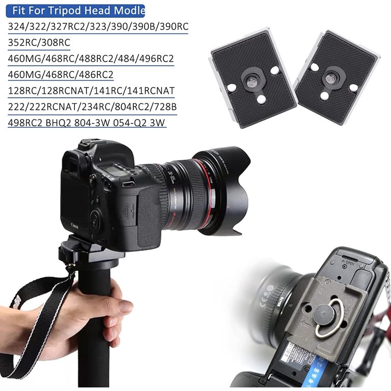 Quick Release Plate Compatible With Manfrotto 200PL-14, 484RC2, 486RC2, 323 Tripod Ballheads - Universal Fit