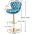 Barstool Adjustable Counter Height Velvet Stool with Metal Base