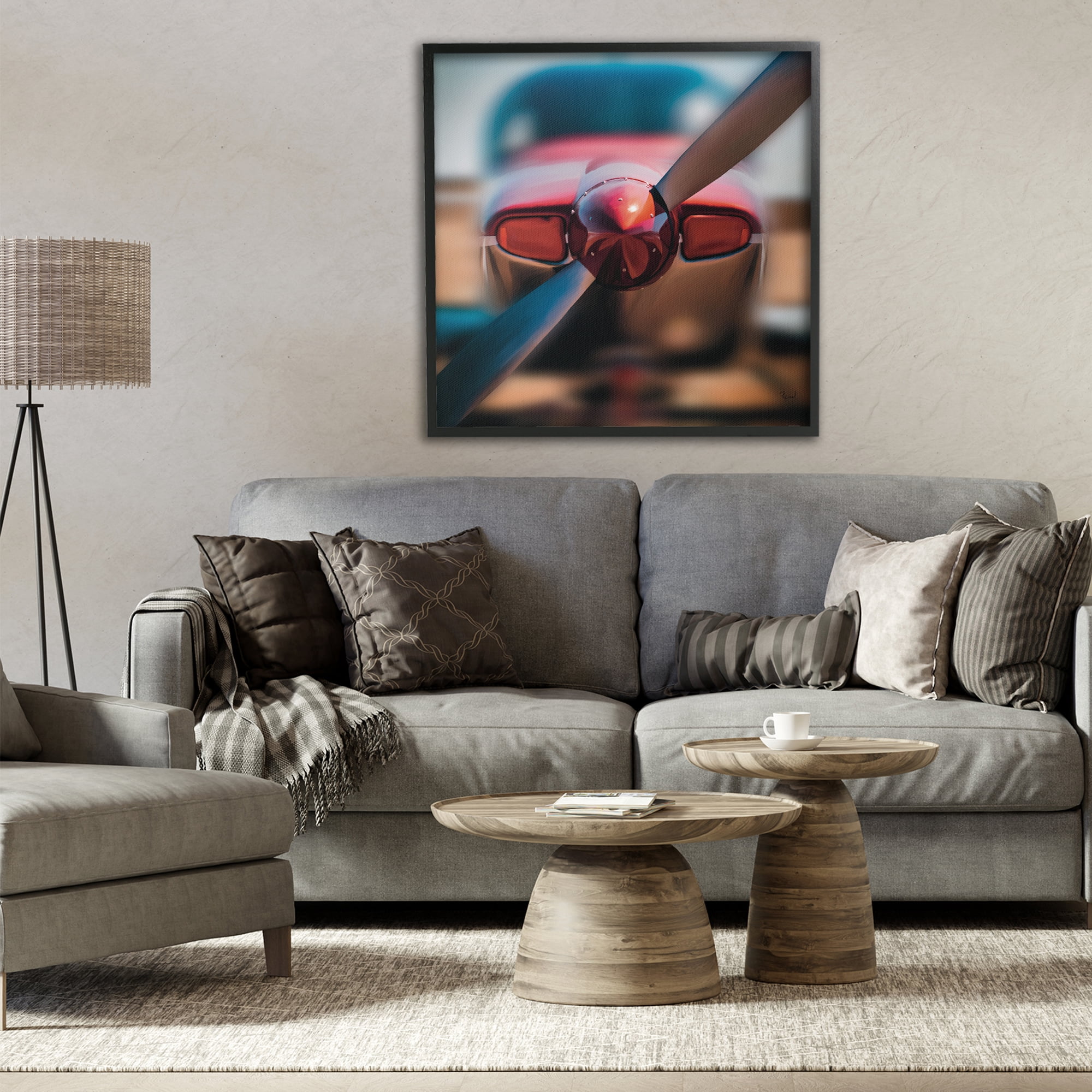 Stupell Industries Red Aircraft Propeller Black Framed Giclee Art, design by Renel Peters