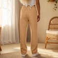 thumbnail image 4 of choiix Drawstring Wide Leg Sweatpants for Womens Loose Fit Casual Joggers Comfortable Sporty Trousers Versatile Lounge Bottoms Camel M, 4 of 5