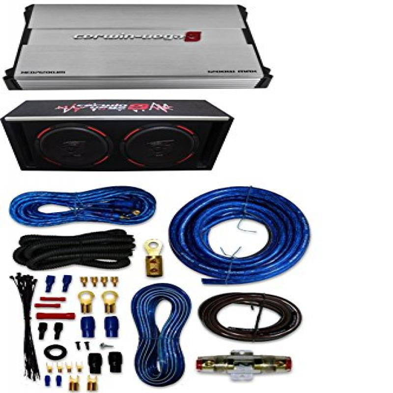 Cerwin Vega 2400W Dual Car Audio Subwoofer With Box Enclosure +Amp Kit