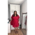 thumbnail image 3 of CASSIE LIZ Plus Size Women's Dress 2X Flutter Trim Hem Tunic Dress Solid Square Neck Dress Red Lantern Sleeves Casual Loose Fits Dress For Summer 2XL 18W 20W, 3 of 3