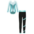 thumbnail image 2 of Jizyo Kids Girls Shiny Gymnastics Jumpsuit Rhinestone Dance Leotard Ballet Mesh Bodysuit with Ice Blue Green 6, 2 of 7
