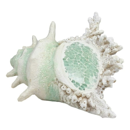 Ebros Large Ocean Sea Shell Conch Statue with Mosaic Crushed Glass 6.5