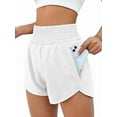 thumbnail image 3 of Women'S Athletic Shorts High Waisted Running Shorts Pocket Sporty Short Gym Elastic Workout Shorts White XL, 3 of 8