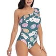 thumbnail image 3 of Wukai Cute Rabbit Easter Chic One Shoulder Swimwear with Ruffle Design and Tummy Control Skirt: Fashionable, Supportive, Comfortable for Beach-Small, 3 of 7