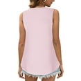 thumbnail image 4 of VEKDONE Waffle Tank Tops for Women Summer Sleeveless Crewneck Tunics Tops Solid Color Loose Lounge Tanks Soft Comfy Lightweight Vests Pink Large, 4 of 7