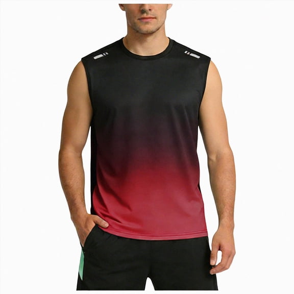 KPOPLK Men’s Compression T-Shirts Sleeveless Tank Tops & Sleeveless Cool Dry Base Layer Muscle Shirts for Gym Size L,Red