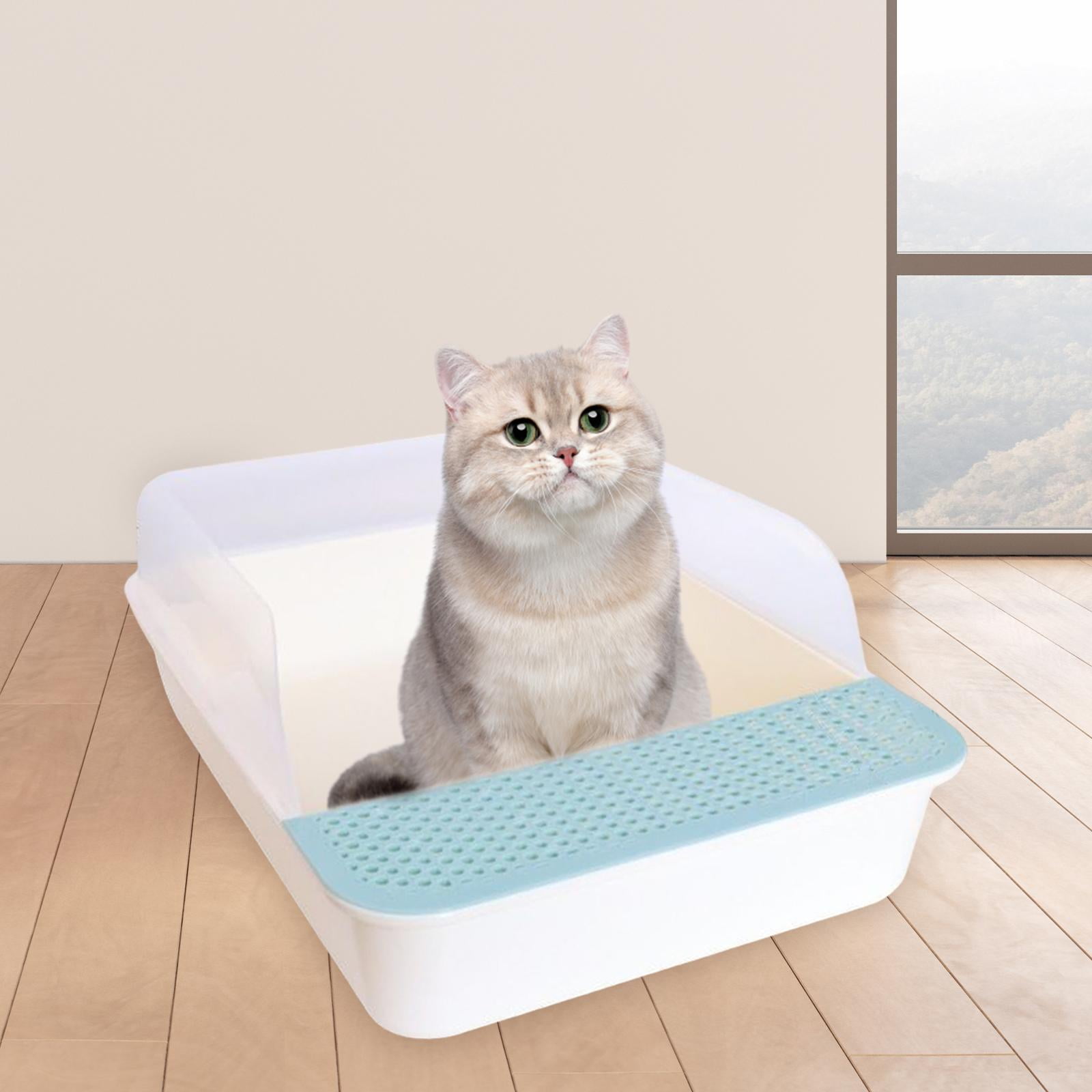 Bvdfgk Open Top Cat Litter Tray Sandbox Semi Enclosed Kitty Litter Box Cat Toilet for Blue Large