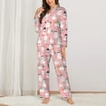 thumbnail image 2 of Daiia Cute Pink Snowman Cat for Women's Long-Sleeved Pajama Set – Soft & Comfortable Sleepwear Button-Up Pajamas Cozy Lounge Wear-Medium, 2 of 7