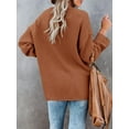 thumbnail image 3 of Fall Winter Women Long Sleeve V-neck Cable Knit Sweater Button Pullover, 3 of 4